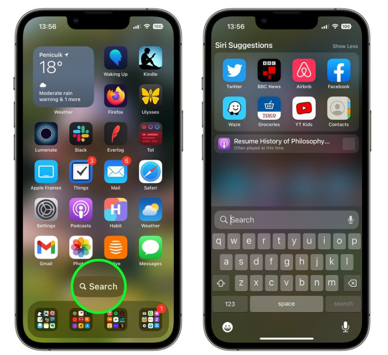 海安苹果手机维修分享升级到 iOS 16 后，如何删除主屏幕上的搜索按钮 