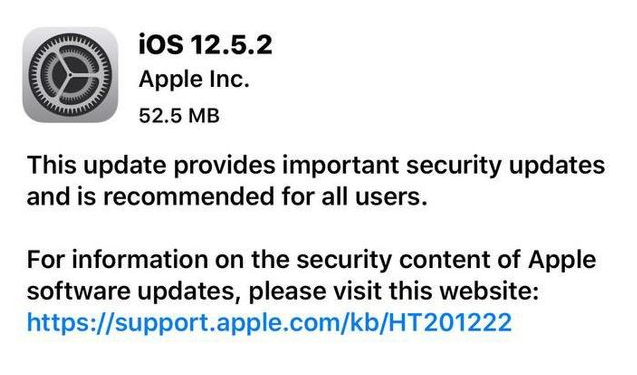 海安苹果手机维修分享iOS12.5.2发布，建议所有老苹果用户安装 
